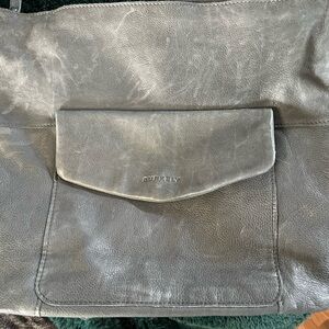 EUC grey purse leather
